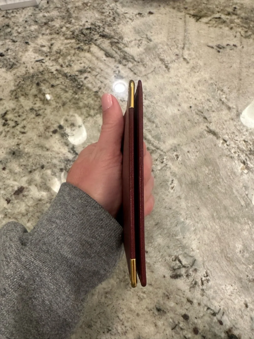 Cartier Burgundy Leather Card Holder with Gold Corners